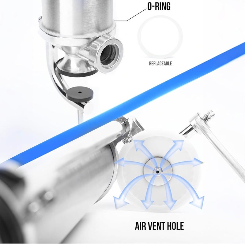 MASTER FENG 2.5 LBS Sausage Stuffer Vertical Stainless Steel Stuffing Maker Machine Packed with 8 Stuffing Funnels and 1 Silicone Piston - Image 3